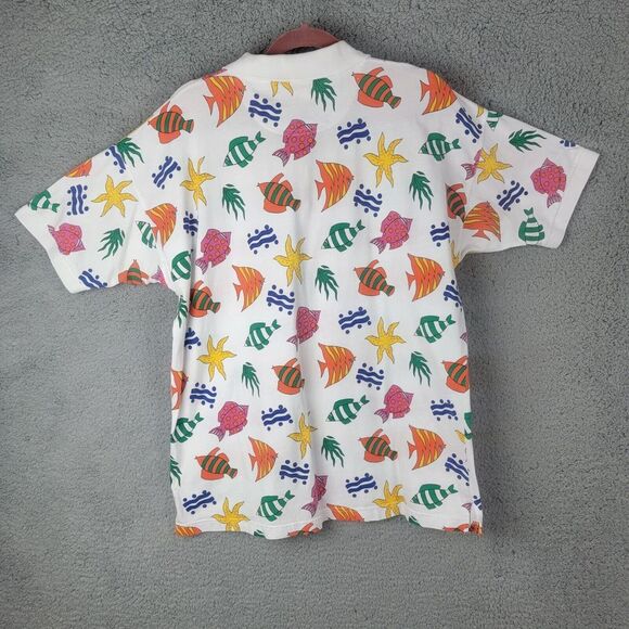 Picone Sport Polo Shirt Womens Large Tropical Fish Colorful 100% Cotton Collared - Picture 3 of 15